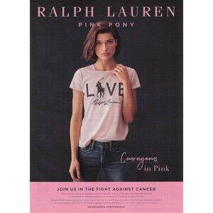 RALPH LAUREN PINK PONY cancer charity pretty woman model Print Ad Pinup Poster